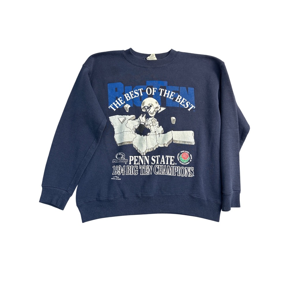 Vintage Nutmeg Mills Penn State 1994 Big Ten Champions Sweatshirt Navy Blue L